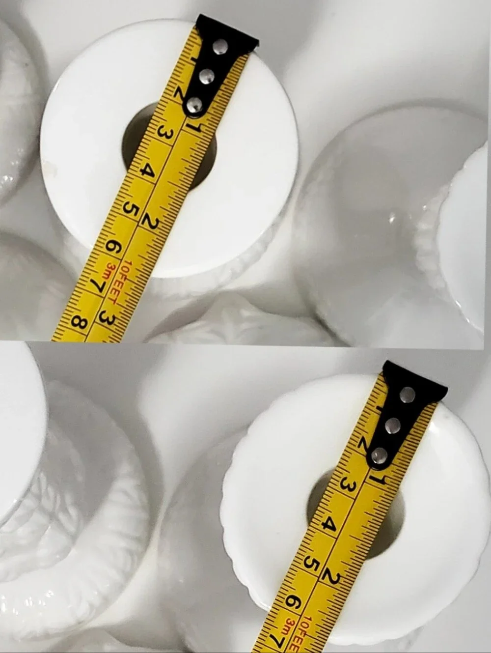 5 Pc Set White Various Design Ceramic Taper Candle Holders Varying Sizes
